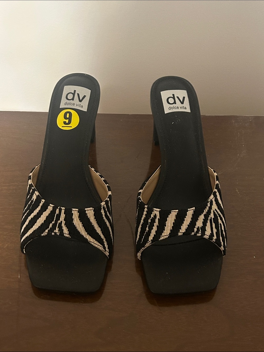 Dolce Vita Black and White Zebra-Print Slide Mules
